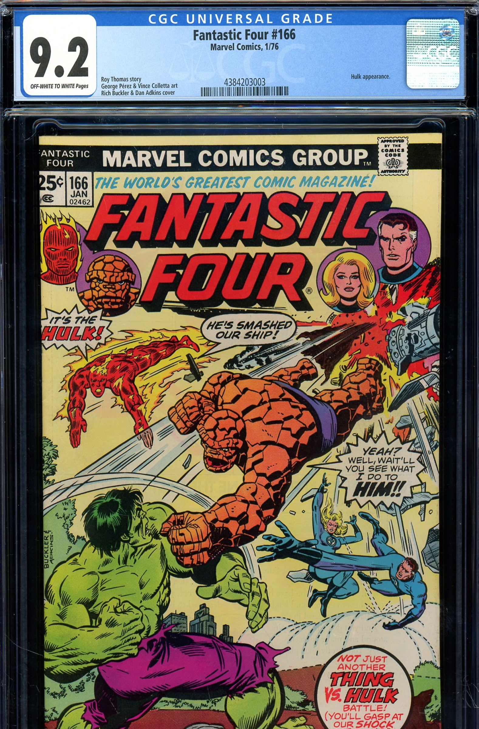 Fantastic Four #166 CGC 9.2 ow/w