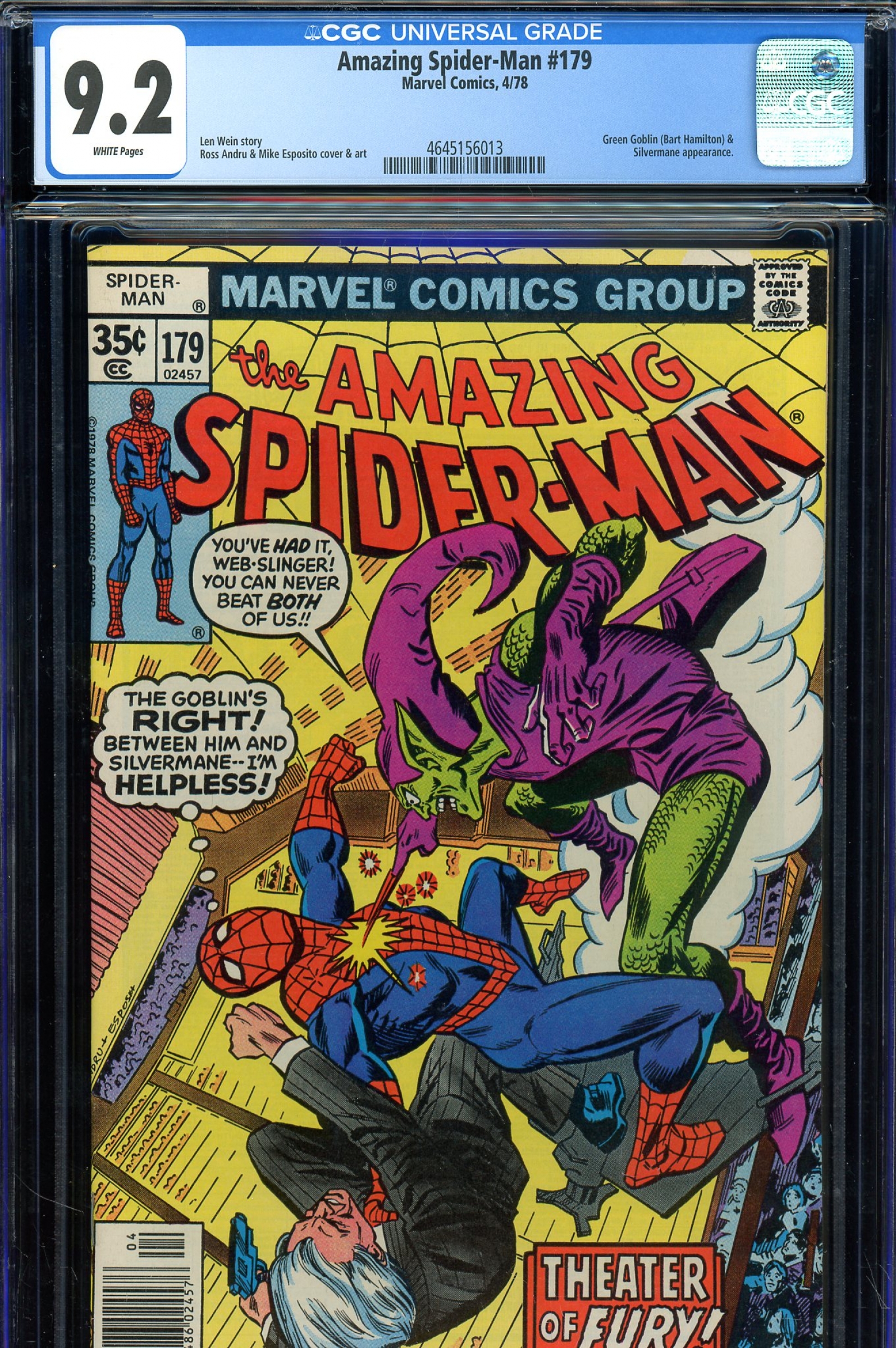 Amazing Spider-Man #179 CGC 9.2 w