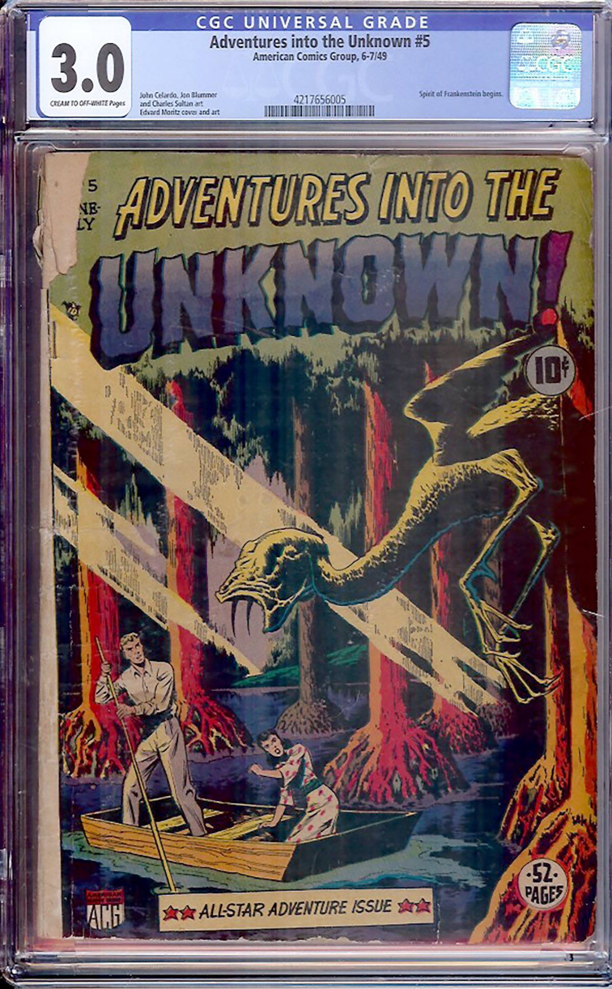 Adventures into the Unknown #5 CGC 3.0 cr/ow
