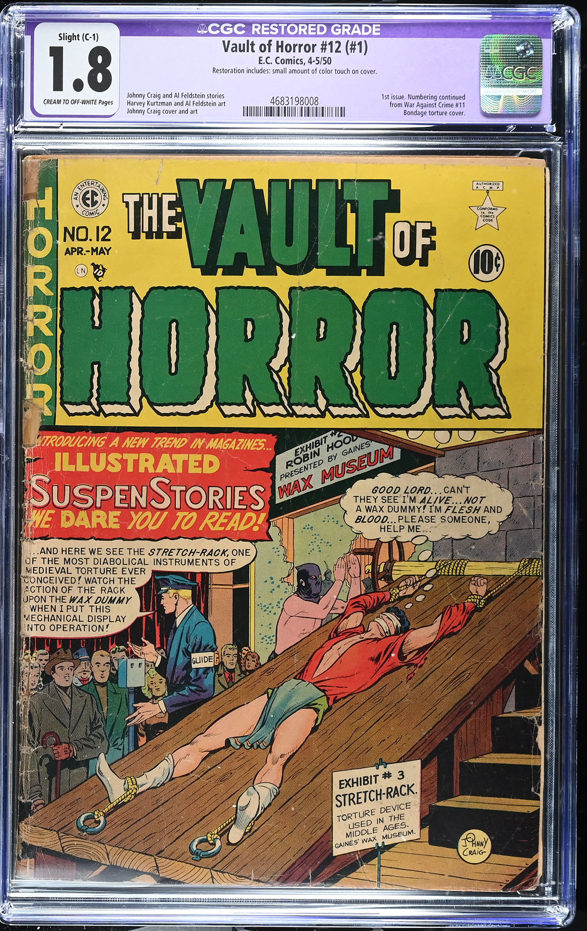 Vault of Horror #12 CGC 1.8 cr/ow