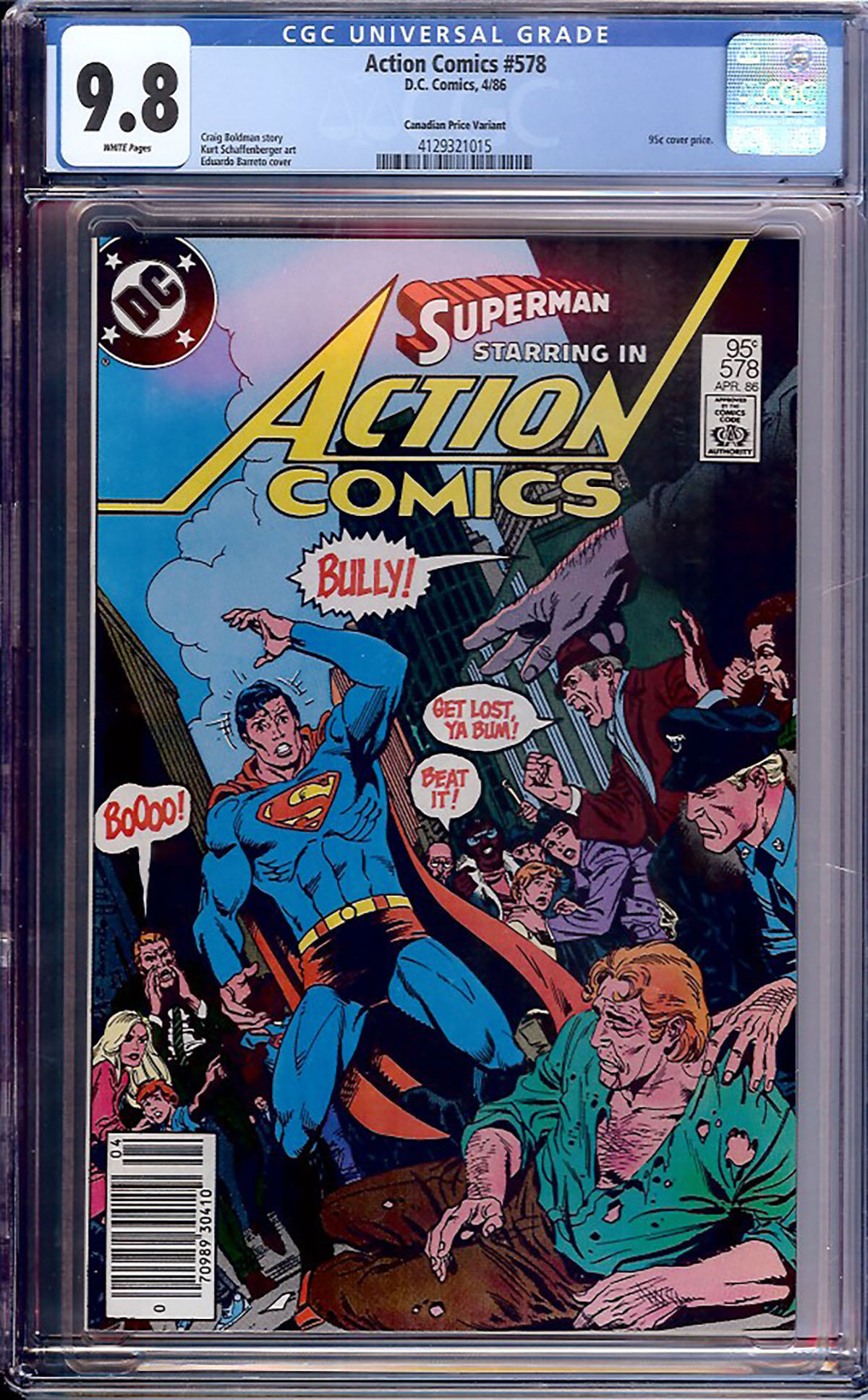 Action Comics #578 CGC 9.8 w Canadian Price Variant