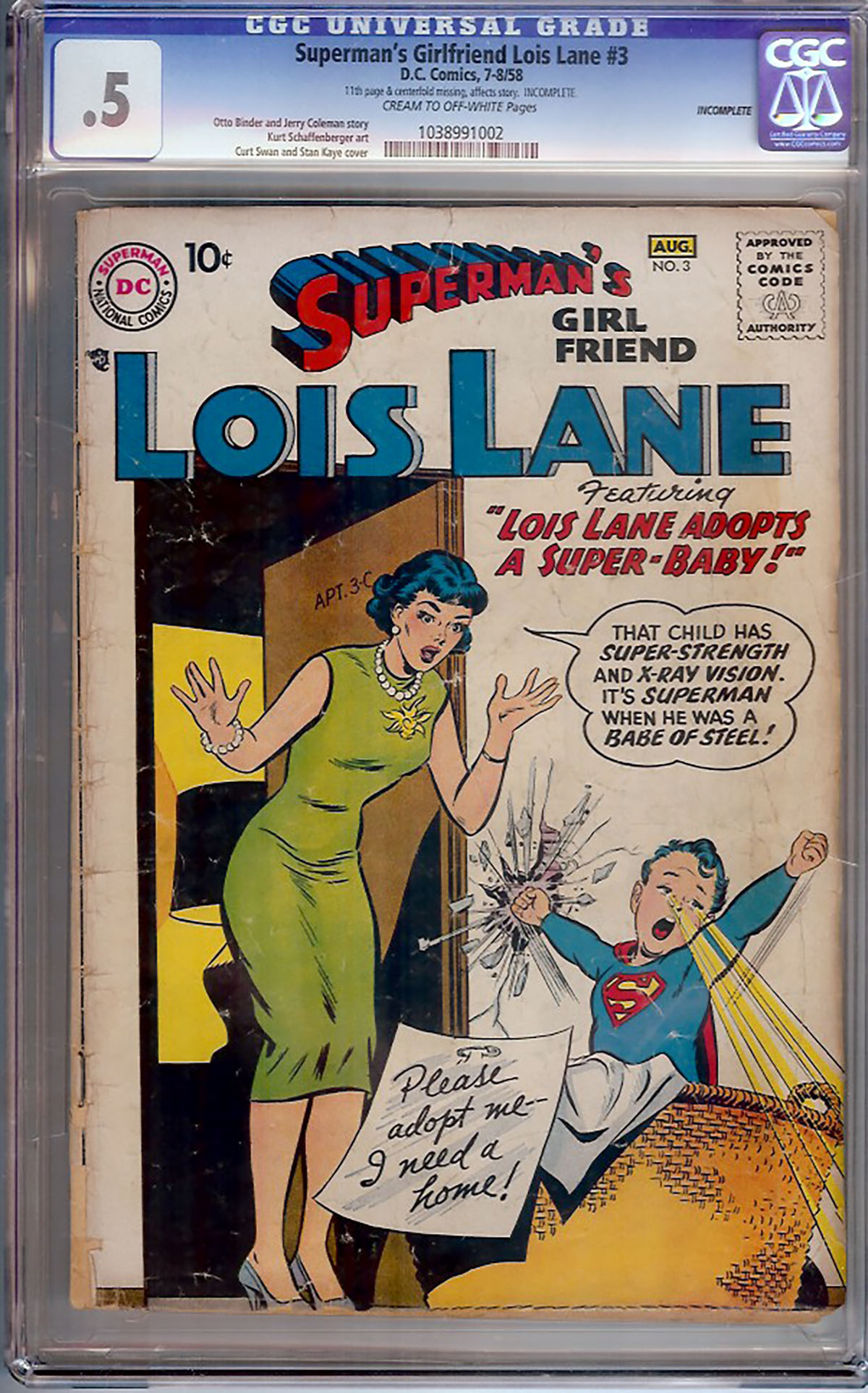 Superman's Girlfriend Lois Lane #3 CGC 0.5 cr/ow