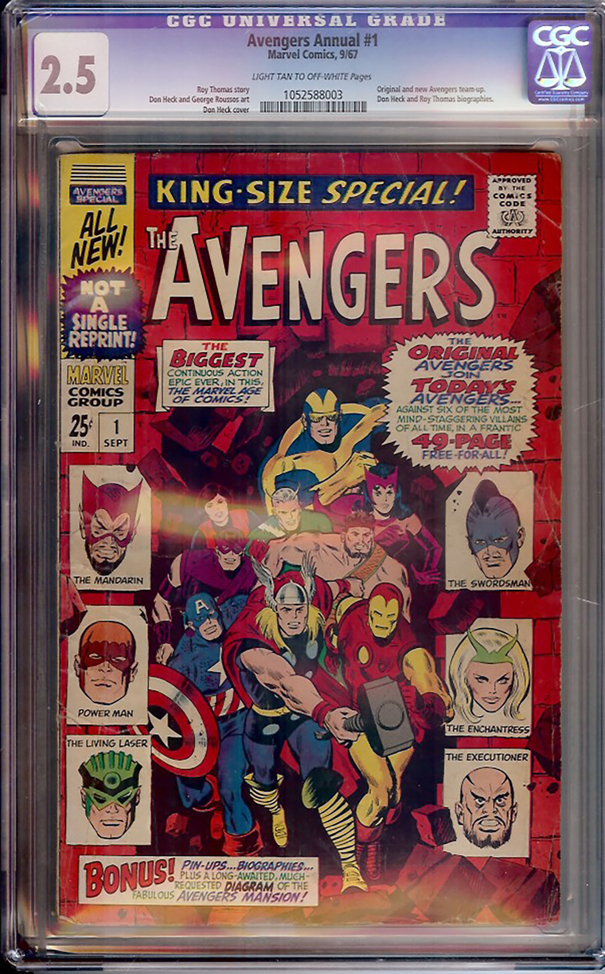 Avengers Annual #1 CGC 2.5 lt/ow