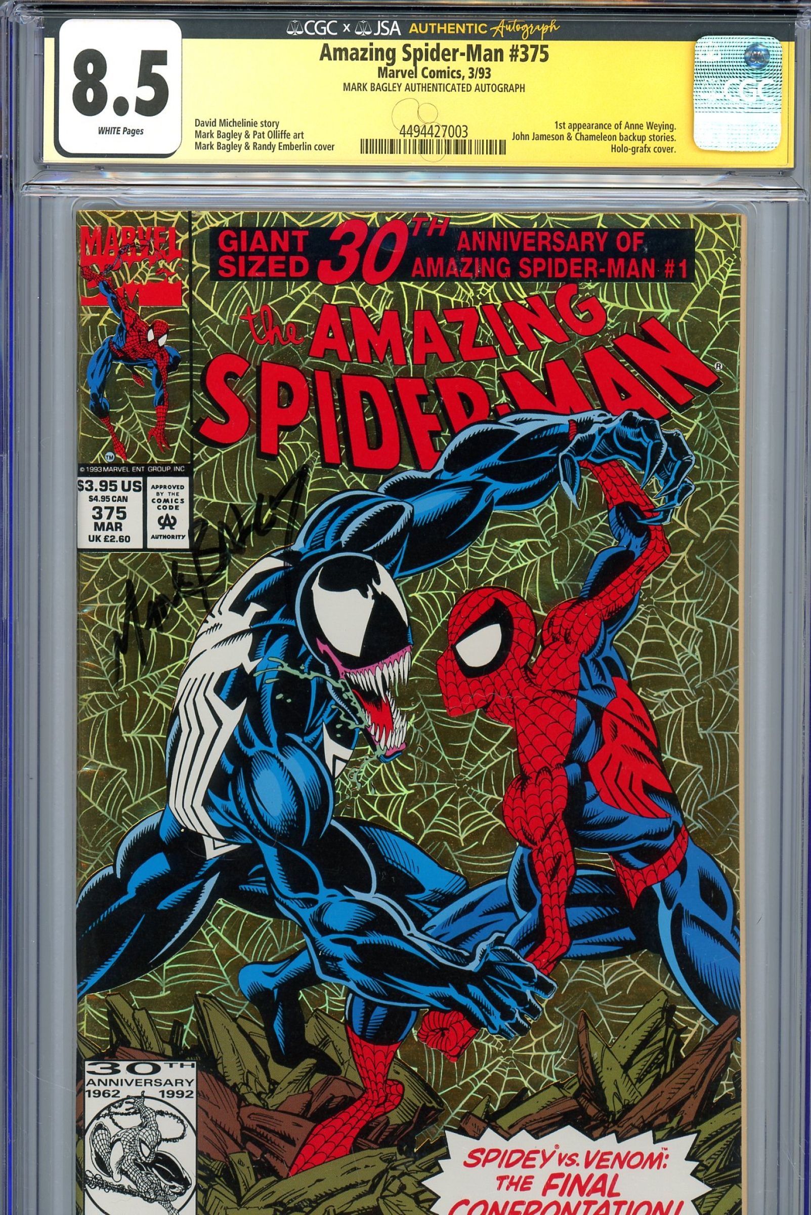 Amazing Spider-Man #375 CGC 8.5 w CGC Signature SERIES