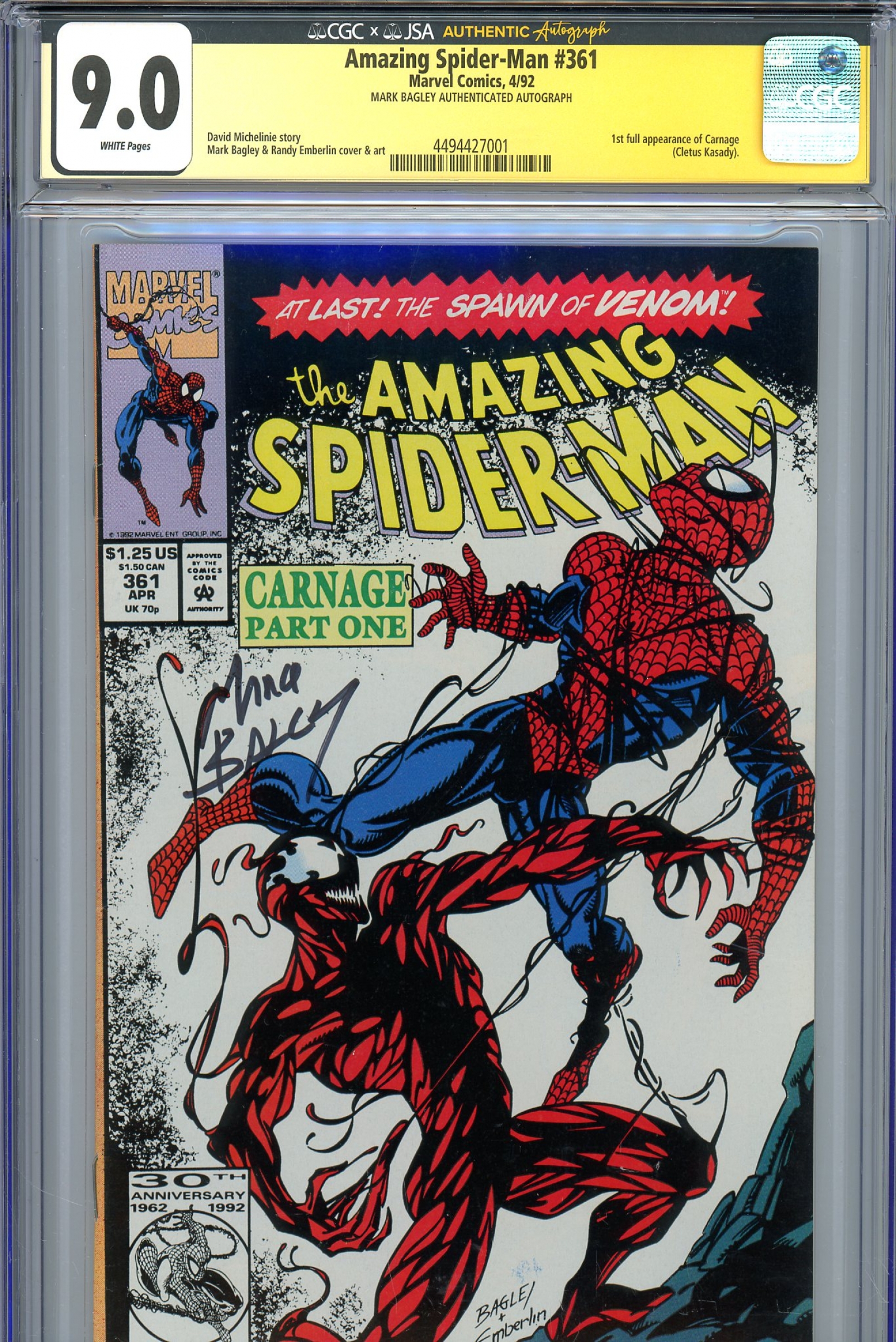 Amazing Spider-Man #361 CGC 9.0 w CGC Signature SERIES