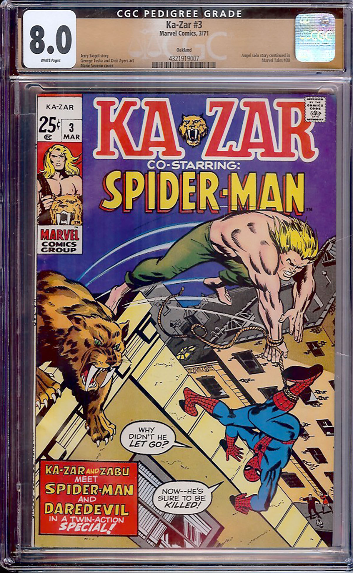Ka-Zar #3 CGC 8.0 w Oakland