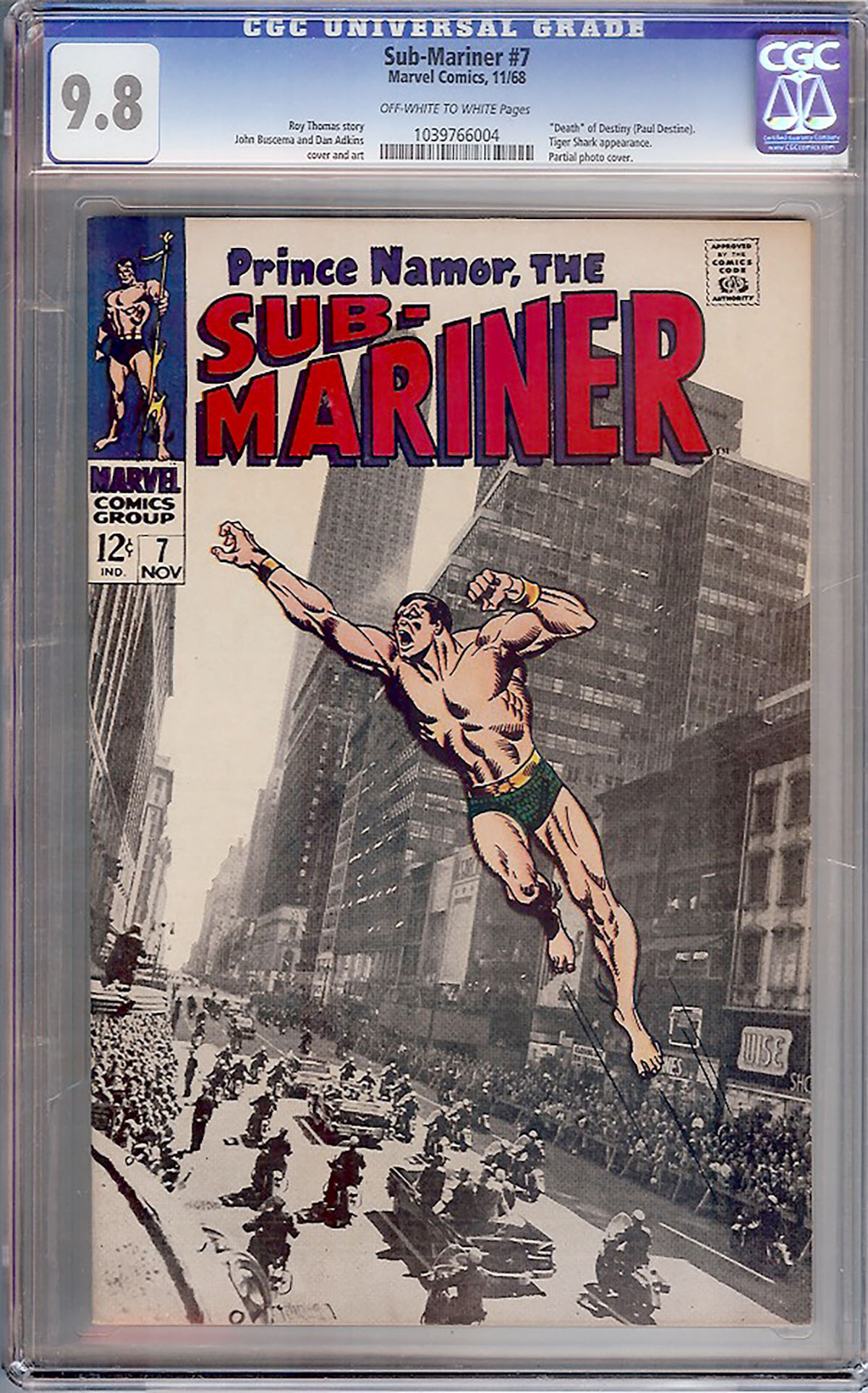 Sub-Mariner #7 CGC 9.8 ow/w