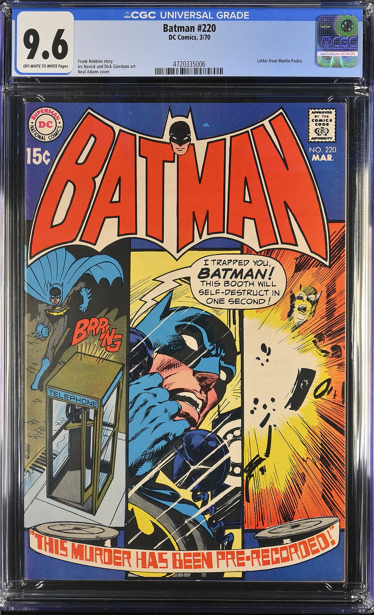 Batman #220 CGC 9.6 ow/w