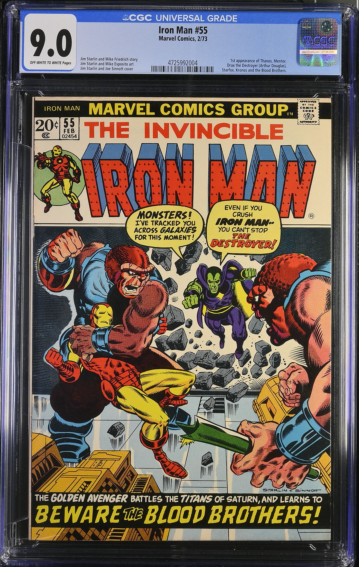 Iron Man #55 CGC 9.0 ow/w