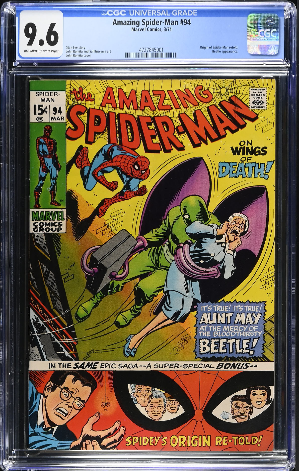 Amazing Spider-Man #94 CGC 9.6 ow/w