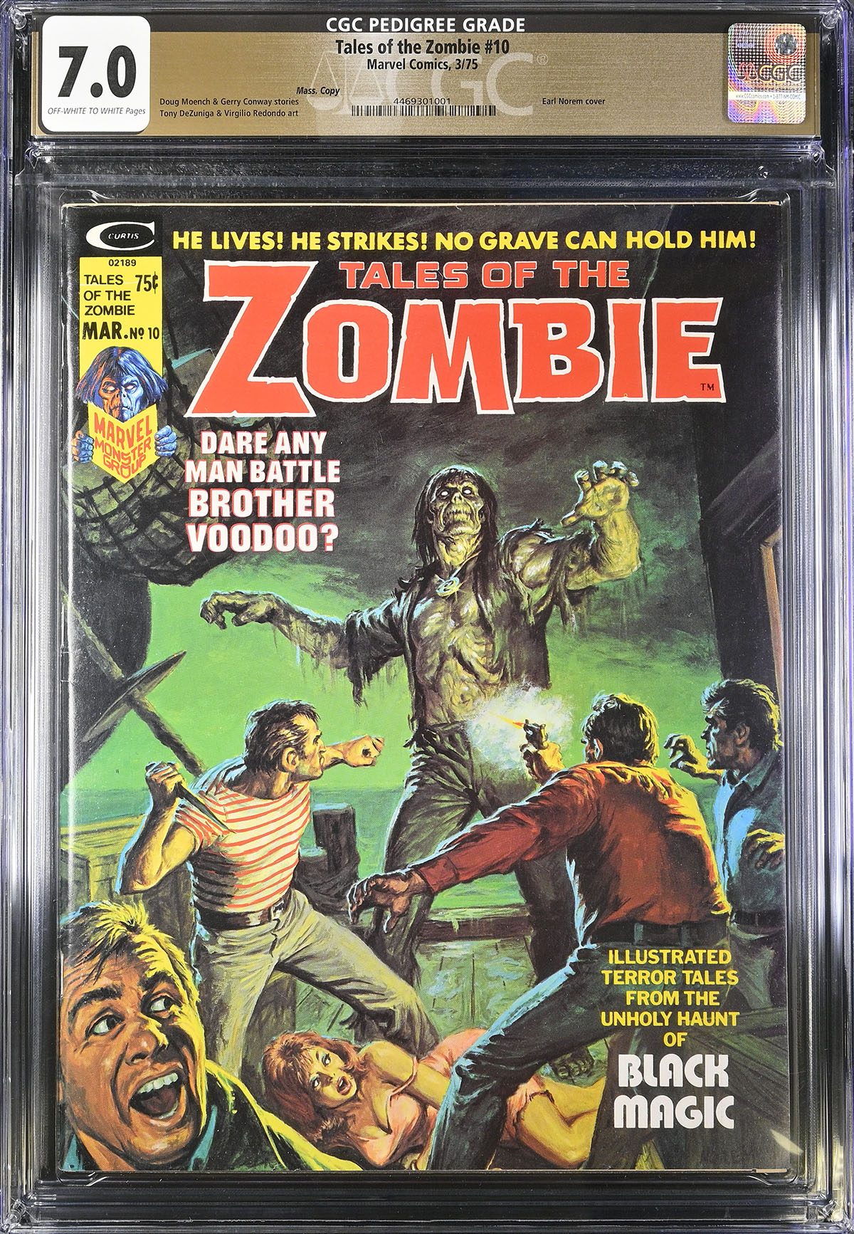 Tales of the Zombie #10 CGC 7.0 ow/w Mass. Copy