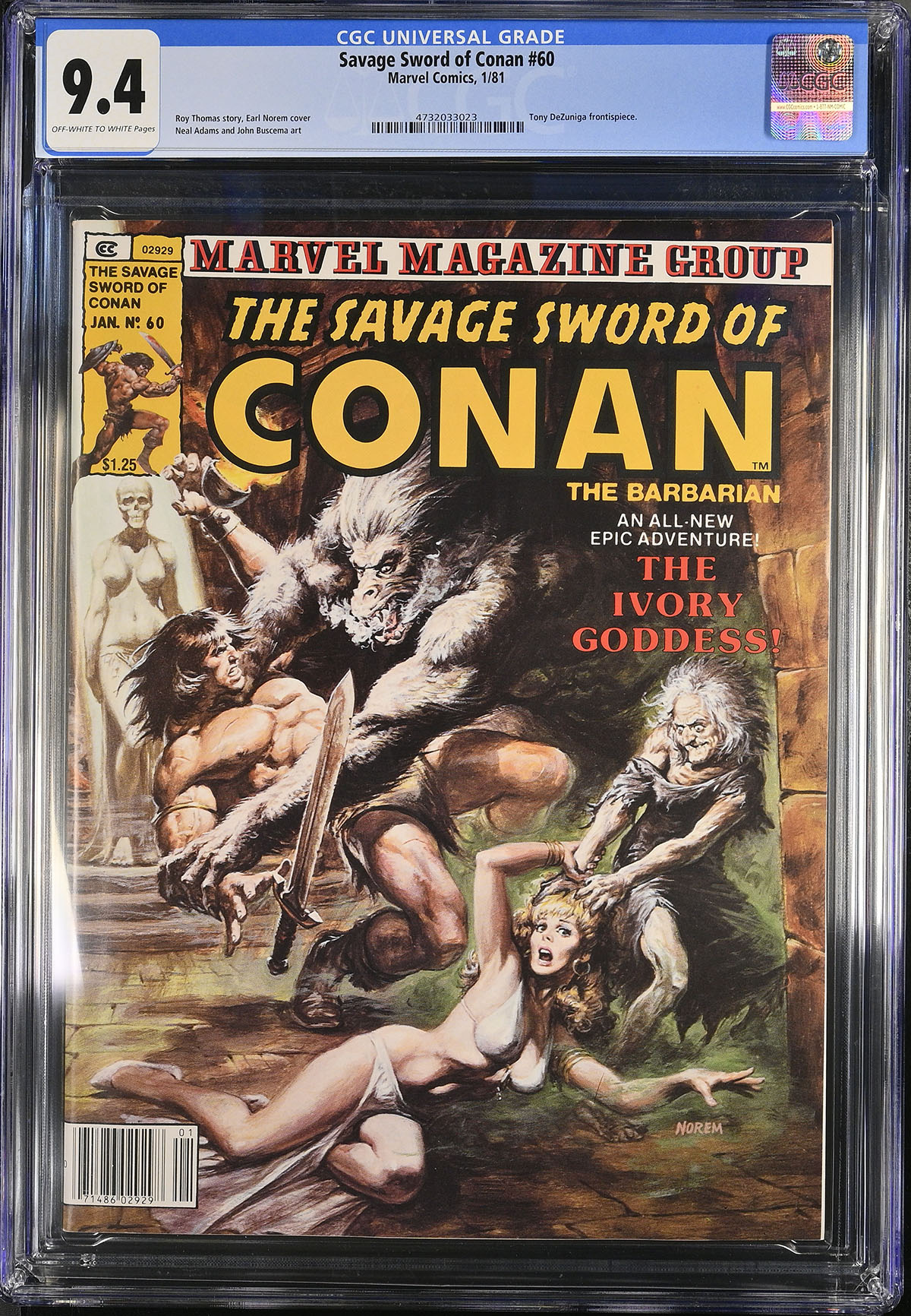 Savage Sword of Conan #60 CGC 9.4 ow/w