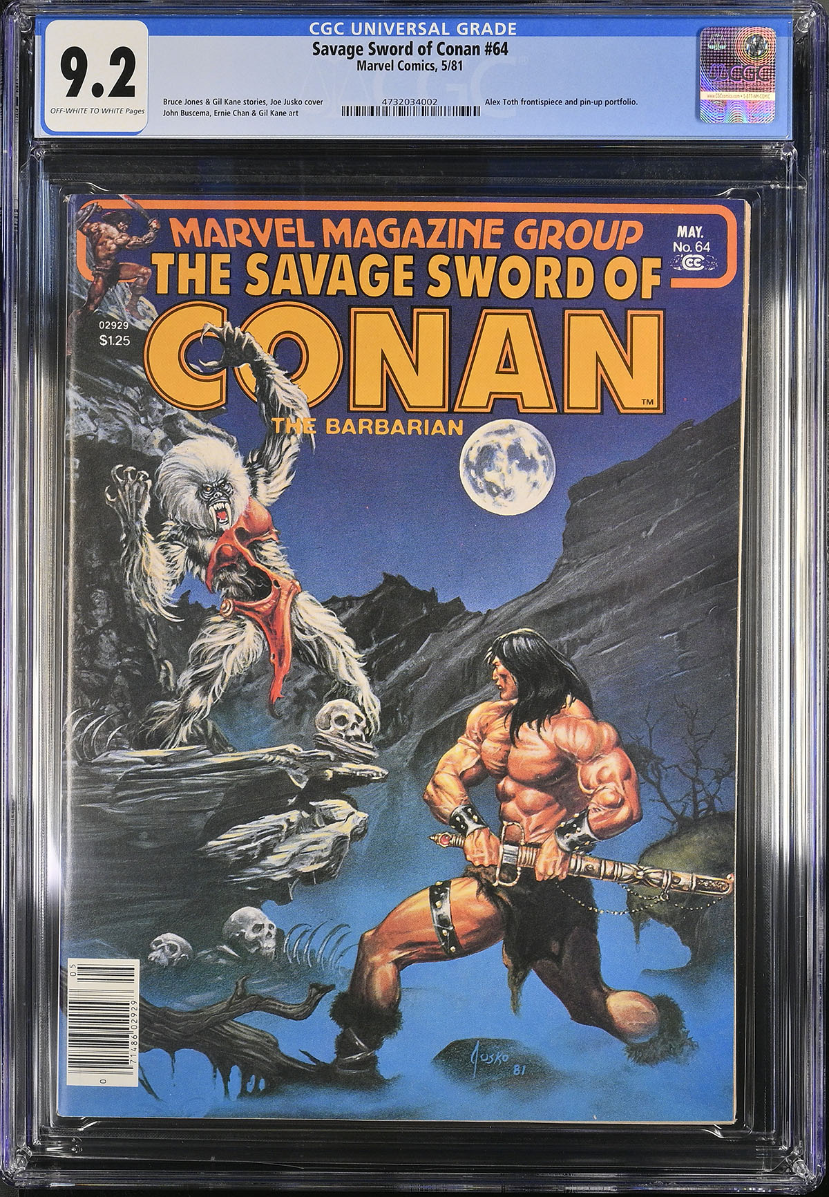 Savage Sword of Conan #64 CGC 9.2 ow/w