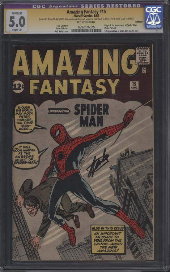 Amazing Fantasy #15 CGC 5.0 ow CGC Signature SERIES