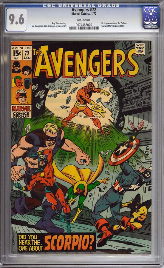 Avengers #72 CGC 9.6 w