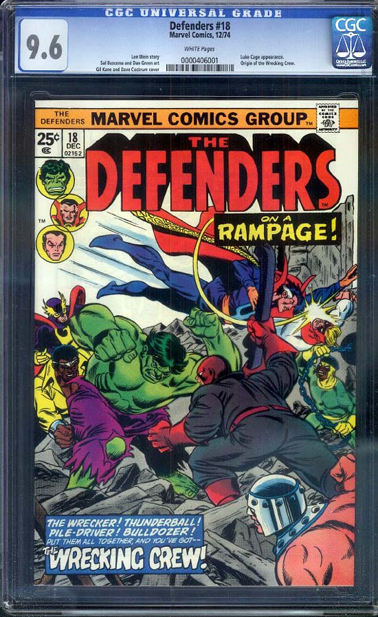 Defenders #18 CGC 9.6 w